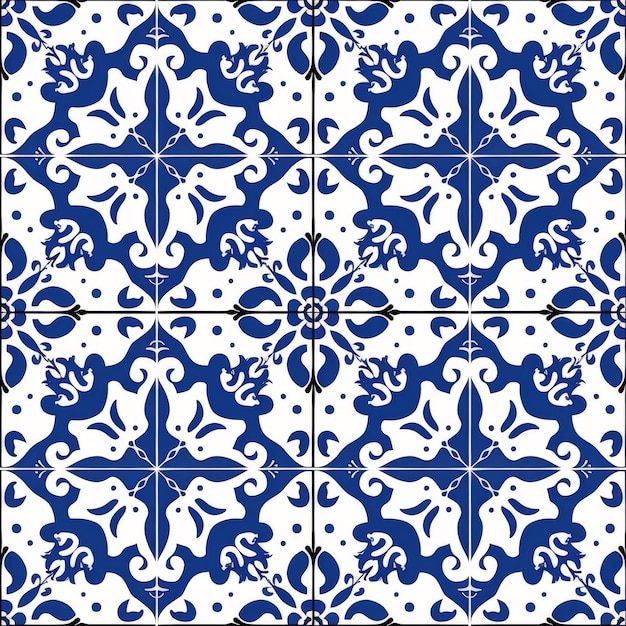 Photo portuguese azulejo seamless tile pattern