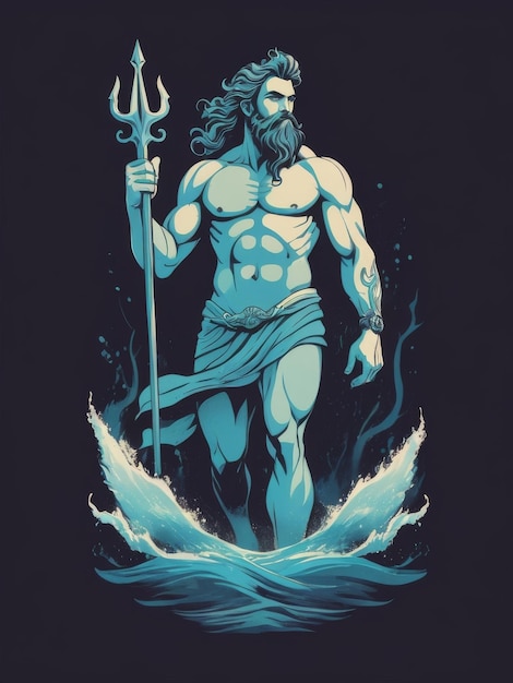 Photo poseidon minimalist tshirt design