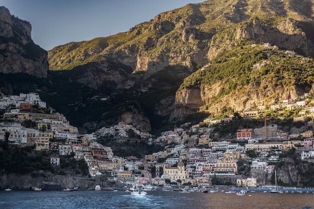 Positano village in the mountains Coastal or coast view Positano is a village on the Amalfi Coast Salerno Campania