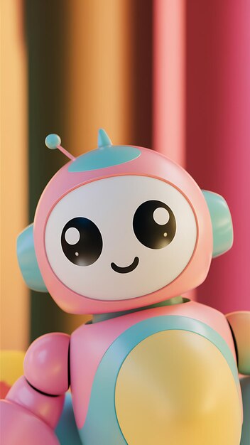 Positive cute robot 3d render illustration vector background