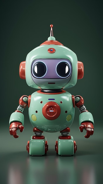 Positive cute robot 3d render illustration vector background