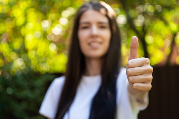 Positive happy young woman portrait photo