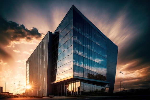 Positive outlook for the economy A contemporary office building and a gorgeous sky