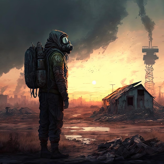 Post Apocalyptic World Apocalypse City Wasteland Nuclear Desert Abstract Generative AI Illustration