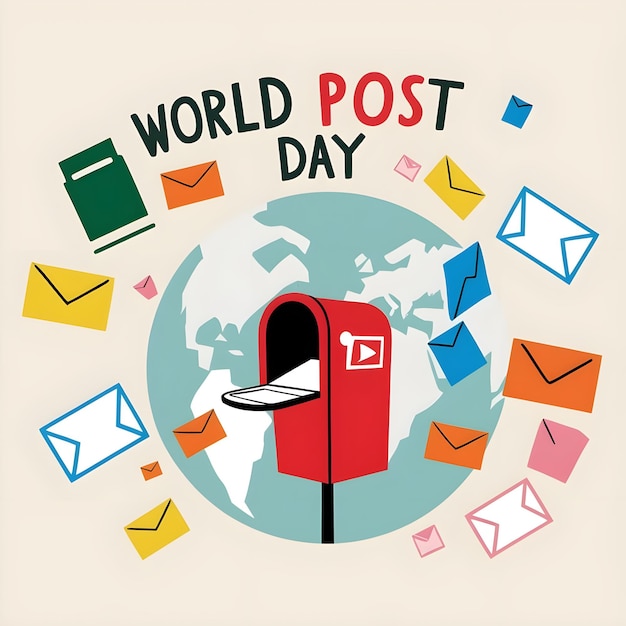 a post card with a postcard that says world post day on it