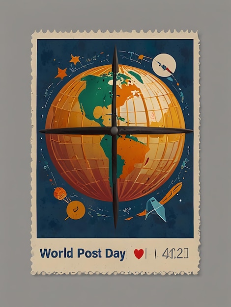 Photo a post card with a world day poster on it