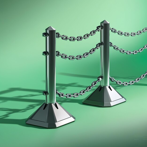 Photo post chain barrier rendered in a smooth 3d image