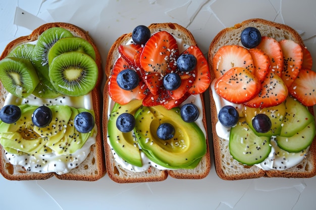 post workout colorful toast snacks flatlay breakfasthealthy eating