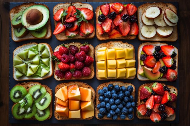 post workout colorful toast snacks flatlay breakfasthealthy eating