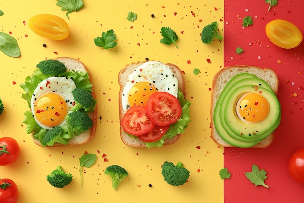 post workout colorful toast snacks flatlay breakfasthealthy eating