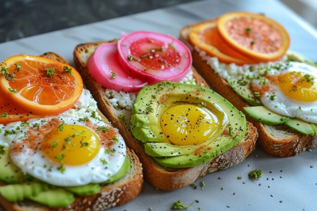 post workout colorful toast snacks flatlay breakfasthealthy eating