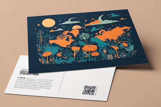 Photo postcard design illustration mockup