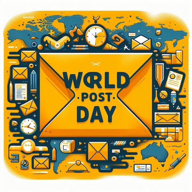 A postcard with a bird on it that says world post day