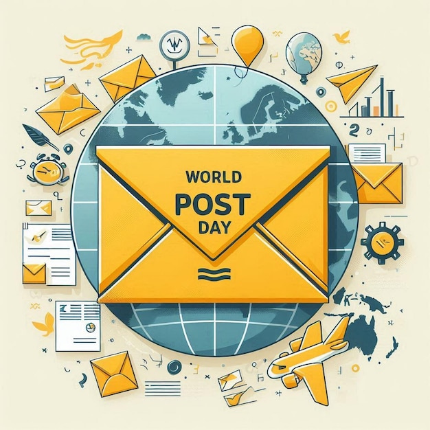 Photo a postcard with a bird on it that says world post day