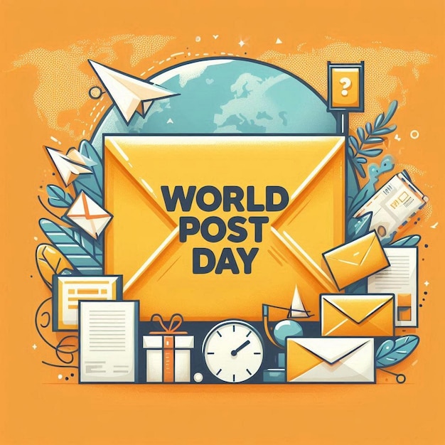 A postcard with a bird on it that says world post day