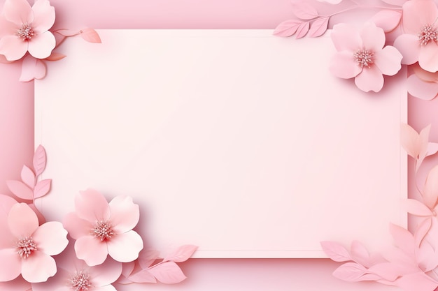 Postcard with decorative flowers and copy space for a greeting or invitation to a wedding or birthday in pink tones