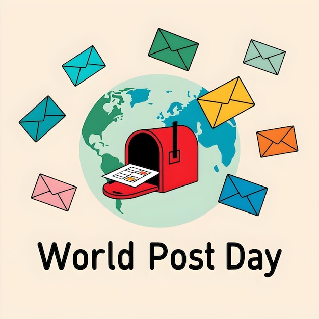 a postcard with a postcard that says world day in the middle