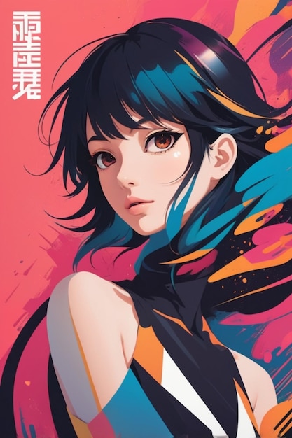 Photo a poster for anime shows a girl with a blue hair