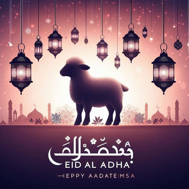 Photo a poster for the arabic festival with a sheep and lanterns