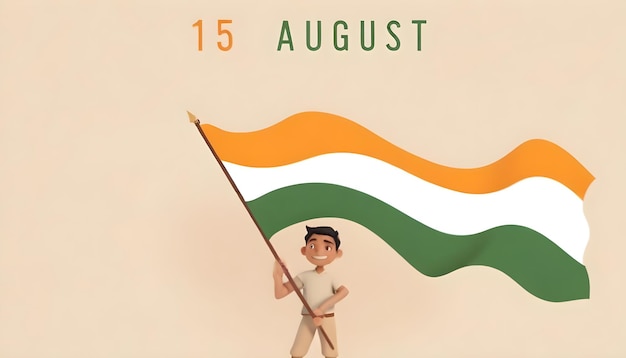 a poster for august august shows a man holding a flag with the date of august