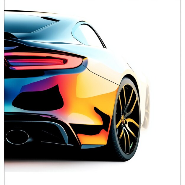 Photo poster for an automotive featuring a car with a glossy finish on a white background