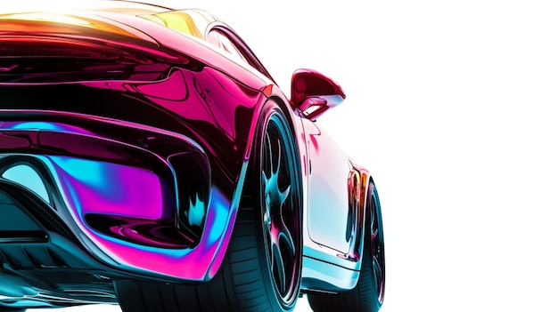 Photo poster for an automotive featuring a car with a glossy finish on a white background