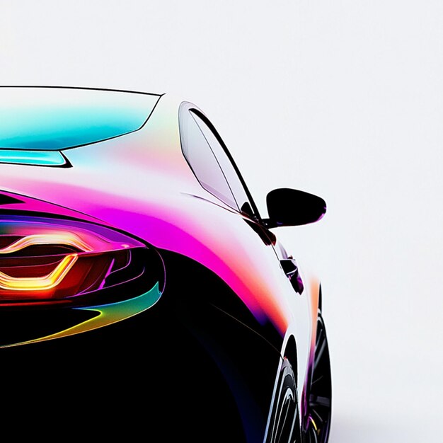 Photo poster for an automotive featuring a car with a glossy finish on a white background