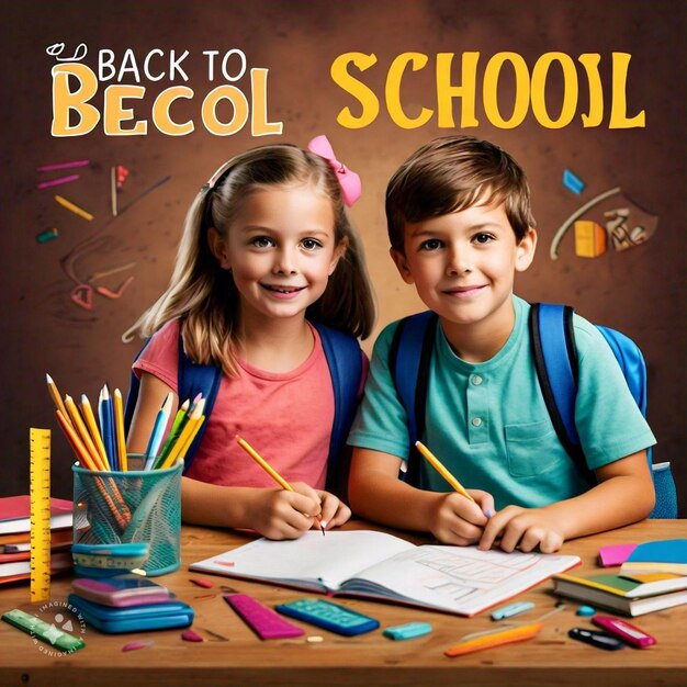 Photo a poster for back to school with children on it