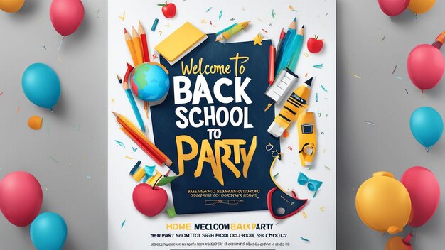 Photo a poster for back to school with a picture of a school