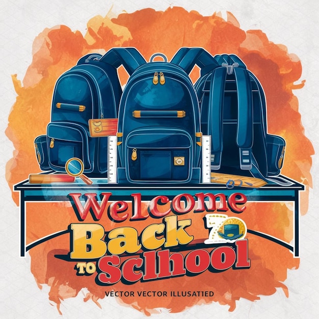 a poster of a backpack that says welcome back to school