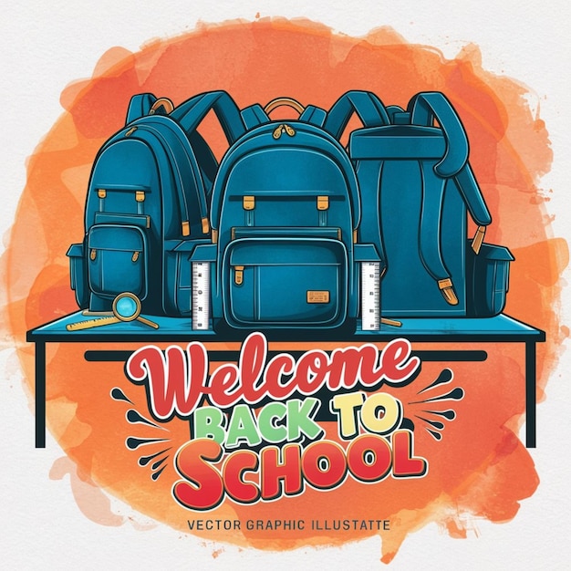 Photo a poster of a backpack that says welcome to school