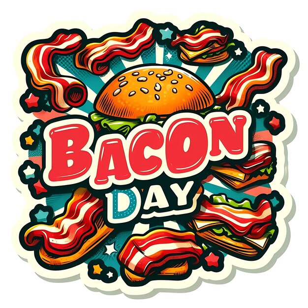 Photo a poster of bacon day with a picture of bacon