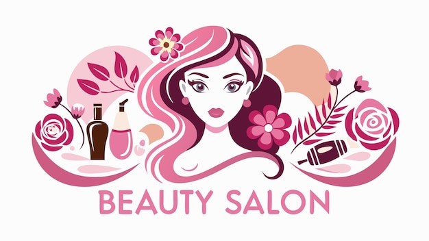 a poster of a beauty salon with a pink hairline