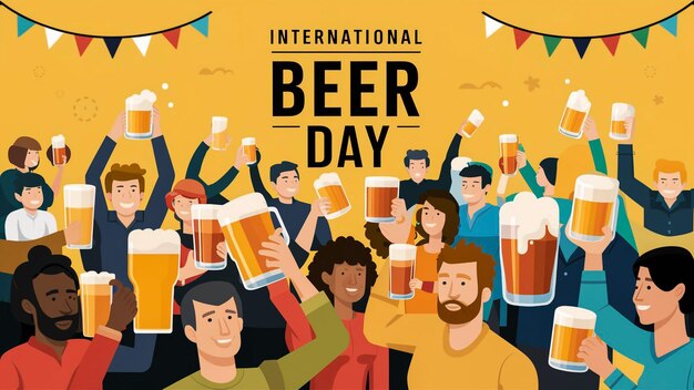 a poster for beer day with people holding beer glasses