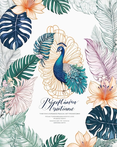 a poster for the big birds of paradise with tropical plants and flowers