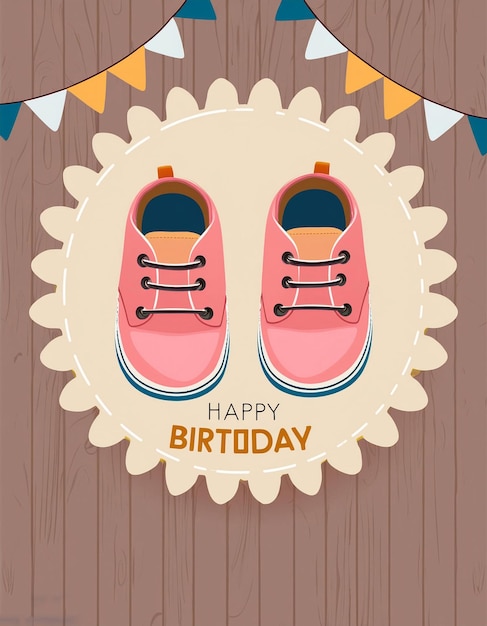 Photo a poster for a birthday party with pink shoes on it