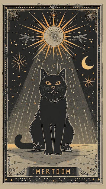 Photo a poster for a black cat with the moon in the background