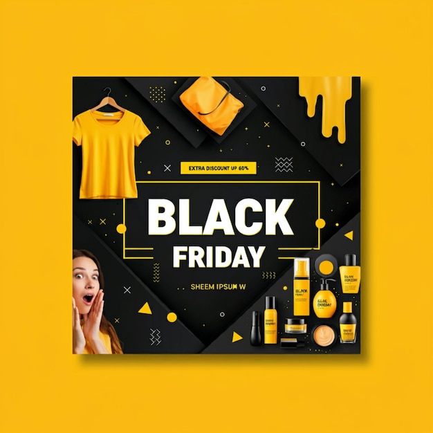 Photo a poster of black friday friday is displayed on a yellow background