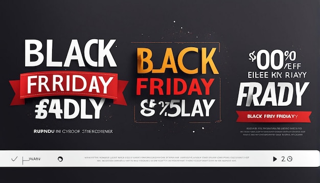 a poster for black friday friday shows a red ribbon on the black background