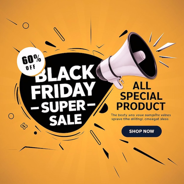 Photo a poster for black friday sale with a megaphone on it