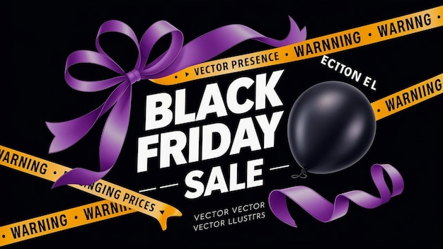 a poster for black friday sale with a purple ribbon