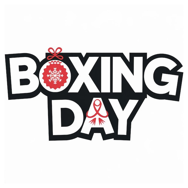 Photo a poster for boxing day with a red ball and snowflakes on it