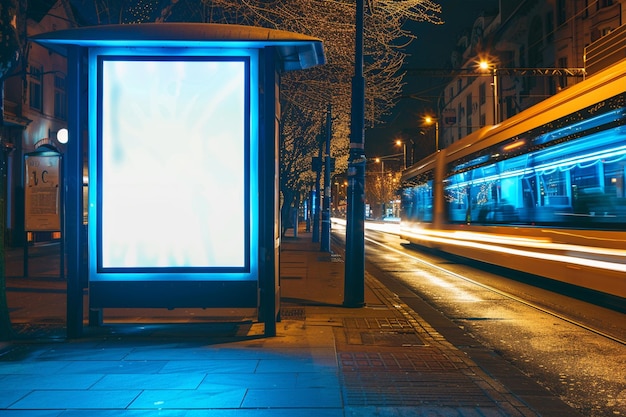 Poster Bus Stop Blue Light