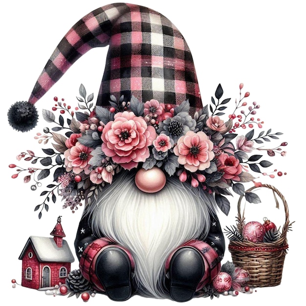 Photo a poster for a cartoon character with flowers and a hat with a house in the background