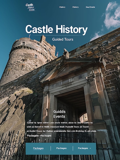 Photo a poster for castle history shows a castle on the top