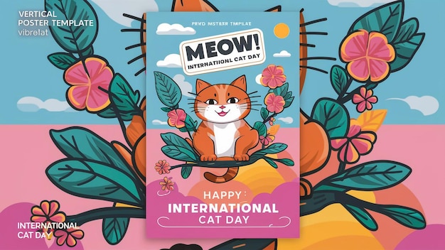 Photo a poster for cat day of the world