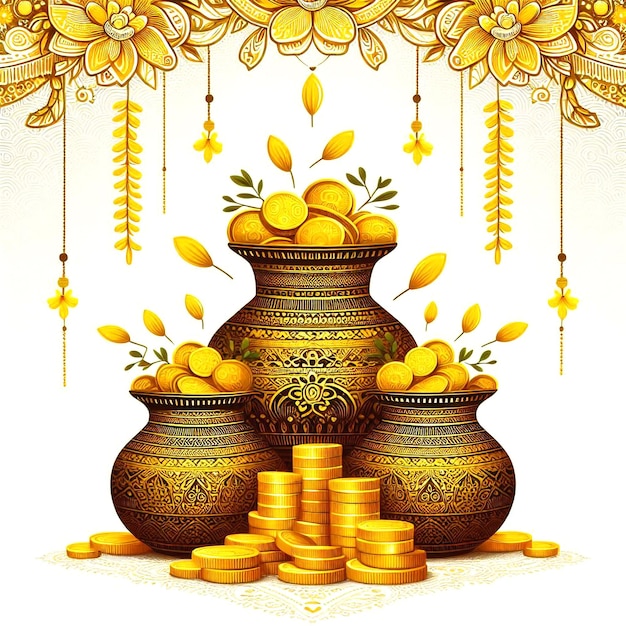 A poster for the celebration of Happy Dhanteras in white background