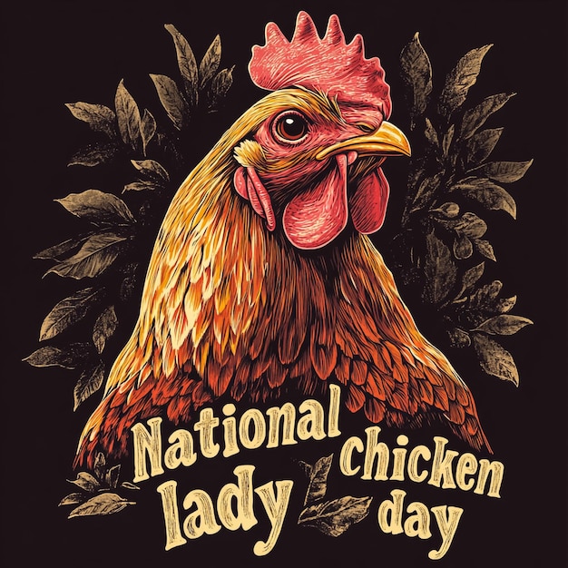 a poster of a chicken day day on the black background