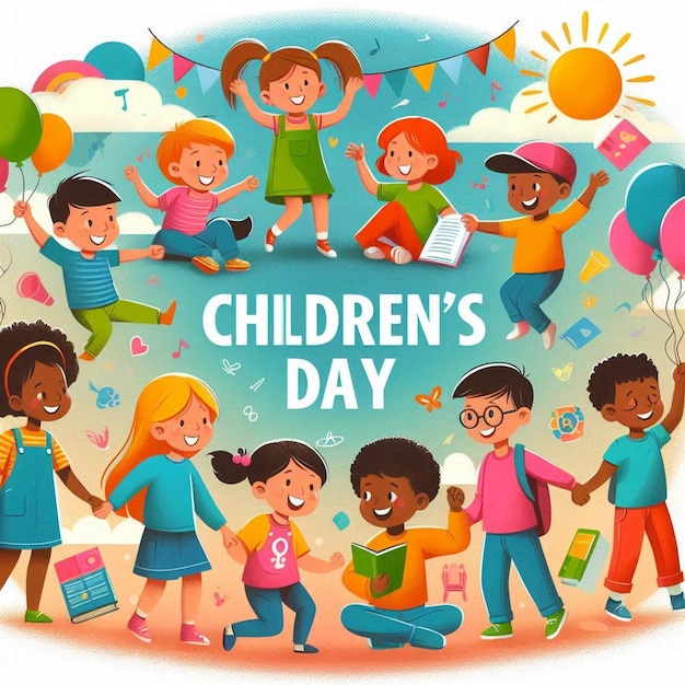 a poster of childrens day day day with the words childrens day on it