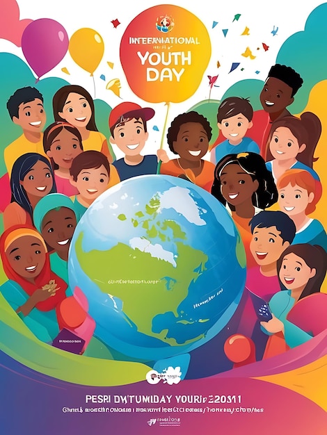 a poster for a childrens day with a world map